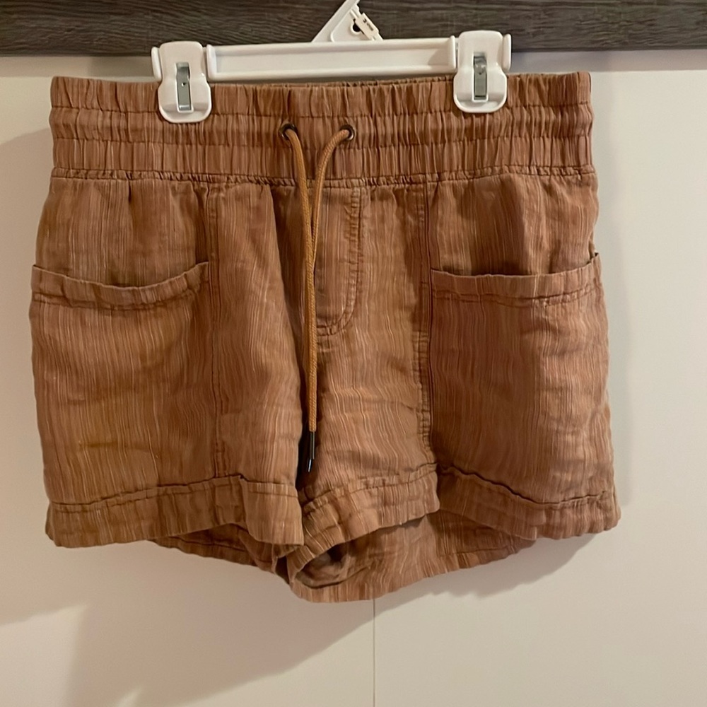 Athleta Linen Cabo Size 4 Shorts Camel Brown
